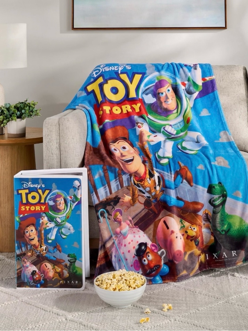 Disney Pixar Toy Story VHS Boxed Throw Blanket 50x70 Woody Buzz NEW